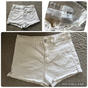 SHEIN White High-Rise Denim Shorts